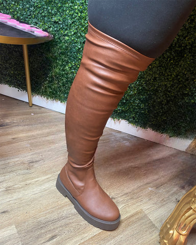 Sasha Thigh High Boots - Tan